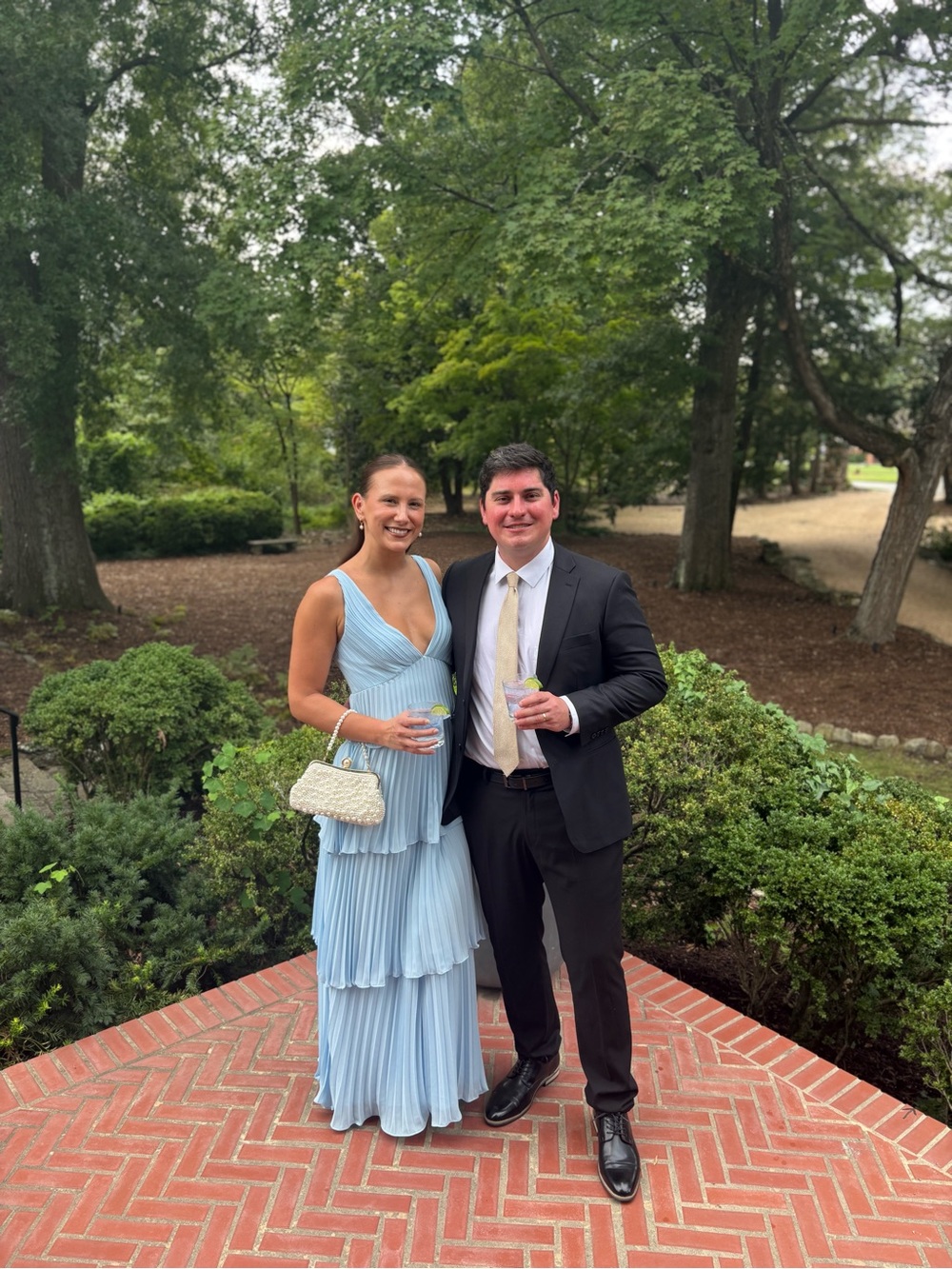Lulus Tiered Gown Pleated Maxi Dress in Ice Blue